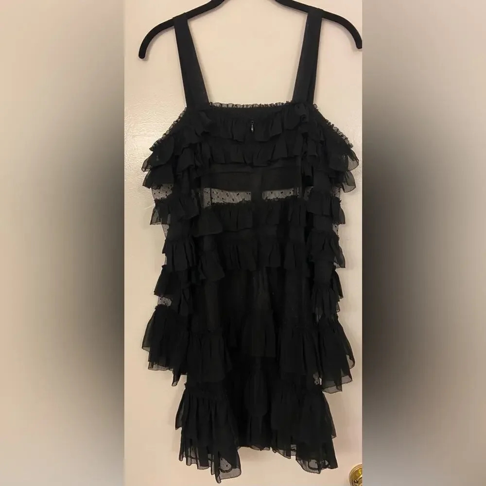 ALEXIS Brandi Off The Shoulder Tiered Ruffled Mini Dress Black Size Small - Picture 5 of 8